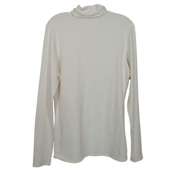 Peruvian Connection Womens Cream Turtleneck Top Long Sleeve Cotton - Picture 2 of 9
